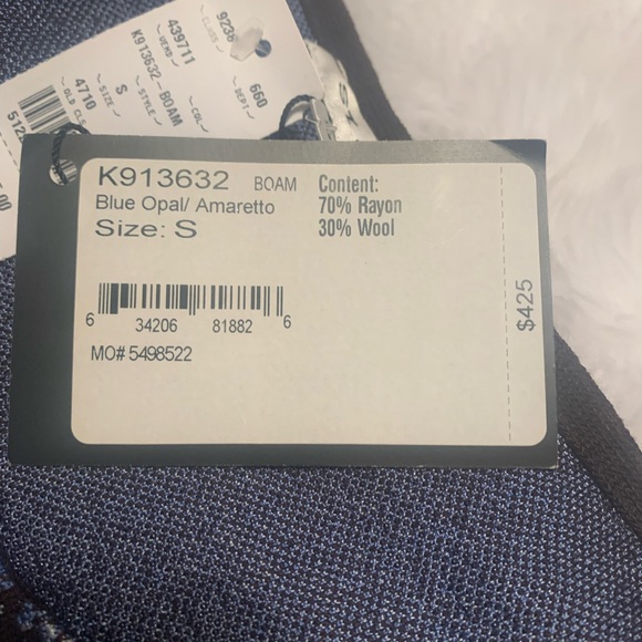 ST.JOHN geometric print blue opal rayon blend heavier shell size small NWT - Picture 6 of 13